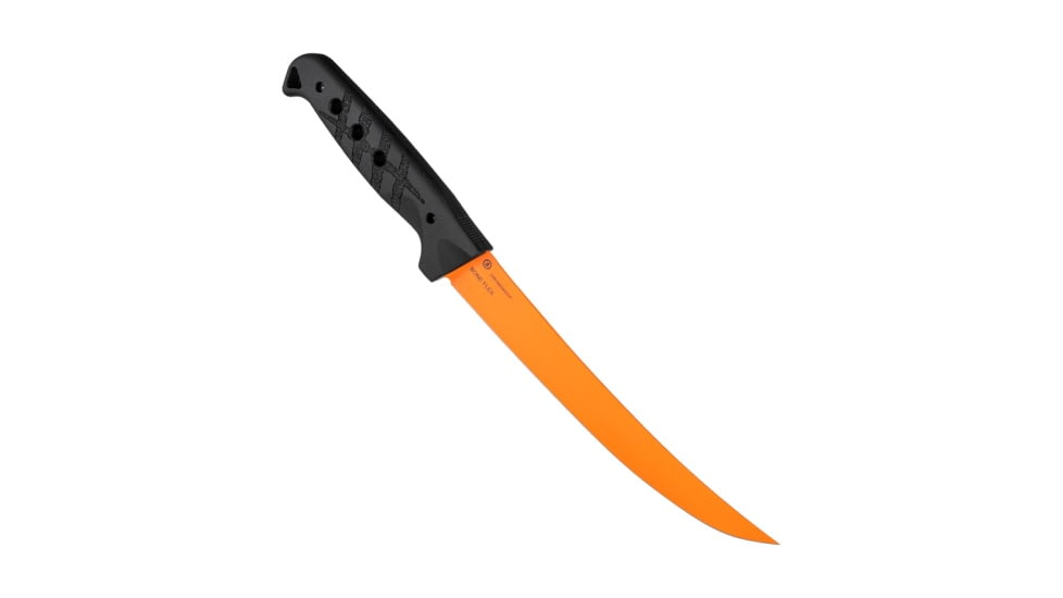 Hogue Bone Flex 7.125in Fixed Blade Knife, Stainless Steel Blade, Nylon Handle, Hi-Viz Orange Cerakote, Black, 35757