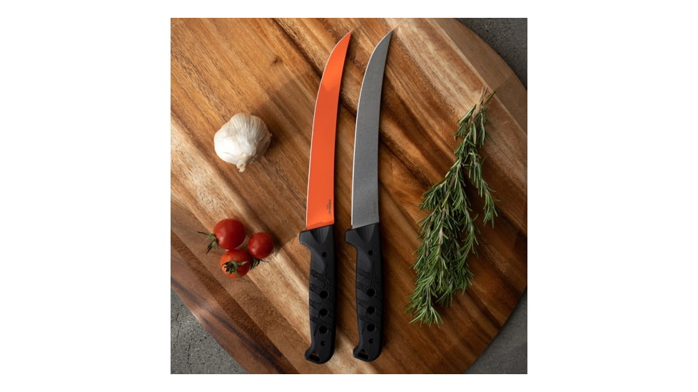 Hogue Bone Flex 7.125in Fixed Blade Knife, Stainless Steel Blade, Nylon Handle, Hi-Viz Orange Cerakote, Black, 35757