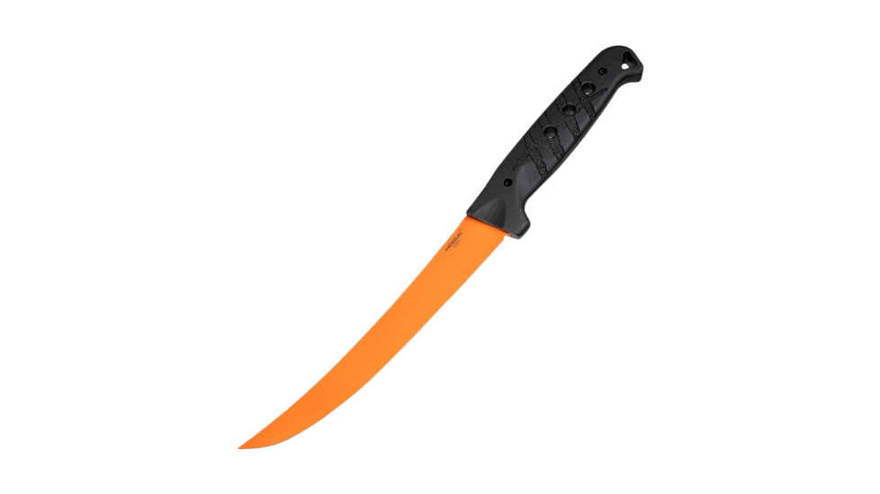 Hogue Bone Flex 7.125in Fixed Blade Knife, Stainless Steel Blade, Nylon Handle, Hi-Viz Orange Cerakote, Black, 35757