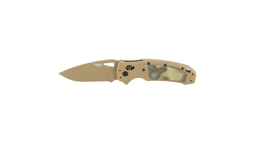 Hogue K320 AXG Folding Knife, 3.5in, Sig Sauer P320 Firearm Match, CPM-S30V, Drop Point Blade Cerakote Finish, Flat Dark Earth Handle, HO36375