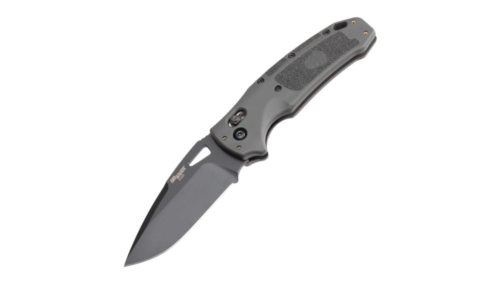 Hogue Sig K320 Tactical Folding Knife, 3.5in, Black Cerekote Finish, CPM-S30V, Drop Point, Gray Handle, Polyamide Nylon 12 Handle, 36372
