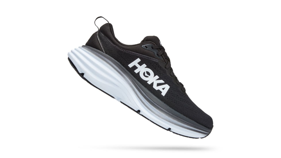 Hoka Bondi 8 Road Running - Womens, Black / White, 11B, 1127952-BWHT-11B