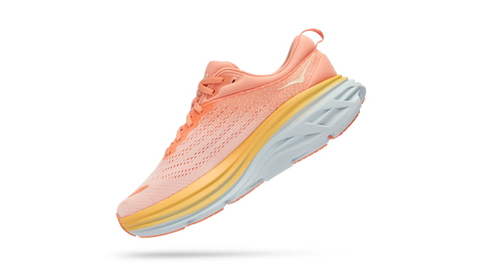 Hoka Bondi 8 Road Running - Womens, Shell Coral / Peach Parfait, 09B, 1127952-SCPP-09B