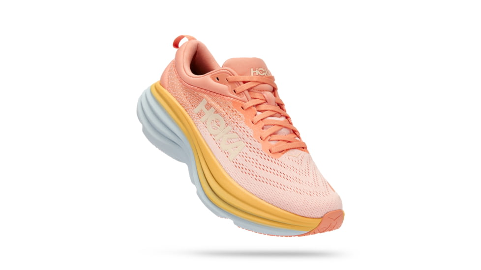 Hoka Bondi 8 Road Running - Womens, Shell Coral / Peach Parfait, 09B, 1127952-SCPP-09B