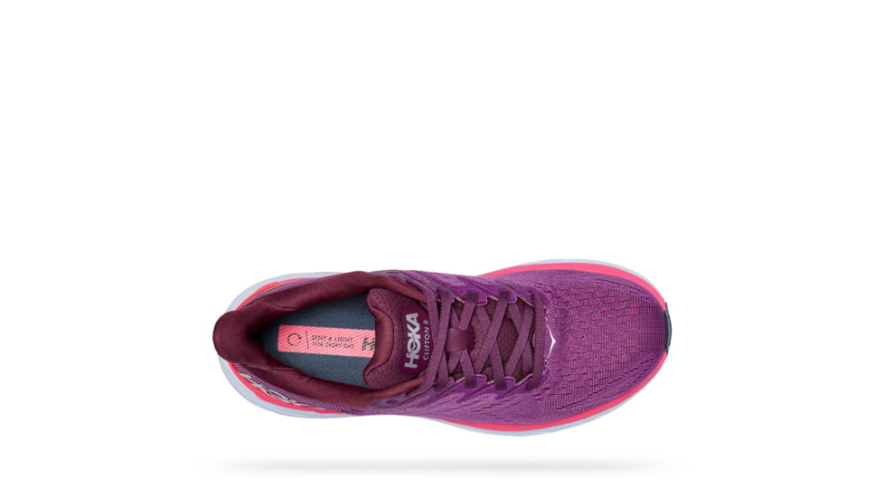 Hoka Clifton 8 Wide Road Running - Womens, Grape Wine / Beautyberry, 06.5D, 1121375-GWBY-06.5D