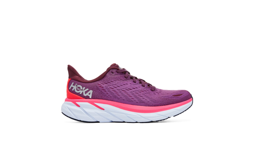 Hoka Clifton 8 Wide Road Running - Womens, Grape Wine / Beautyberry, 06.5D, 1121375-GWBY-06.5D