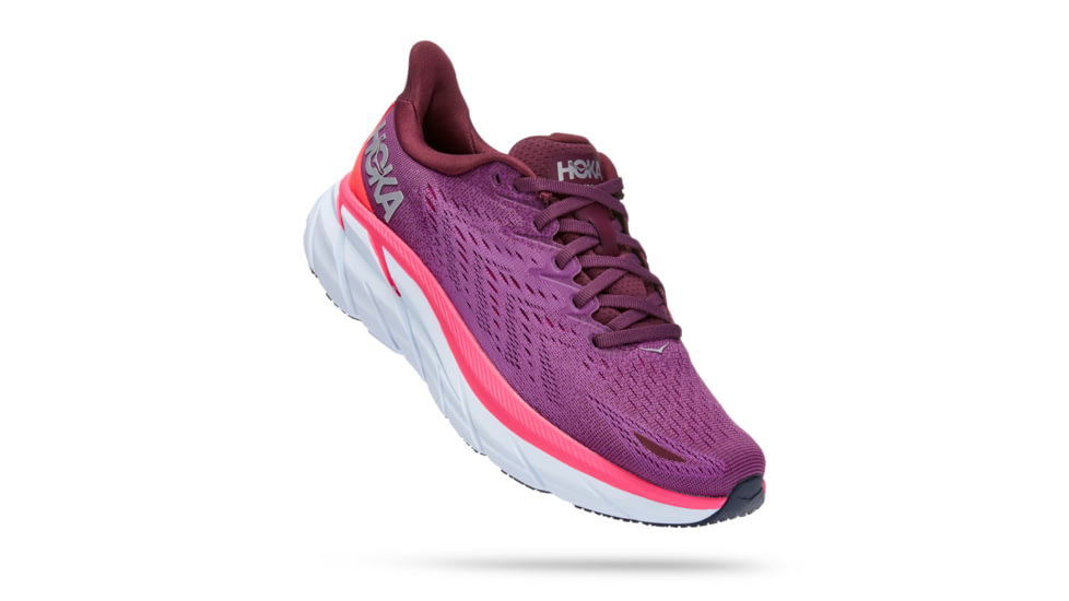 Hoka Clifton 8 Wide Road Running - Womens, Grape Wine / Beautyberry, 06.5D, 1121375-GWBY-06.5D