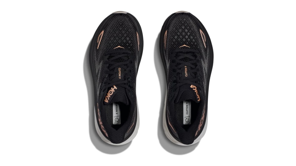 Hoka Clifton 9 Road Running Shoes - Womens 9-12 US, Black/Rose Gold, 11B, 1127896-BRGL-11B