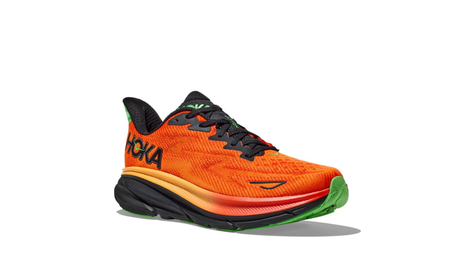 Hoka Clifton 9 Running Shoes - Mens - 11-16 US, Flame/Vibrant Orange, 15D, 1127895-FVOR-15D
