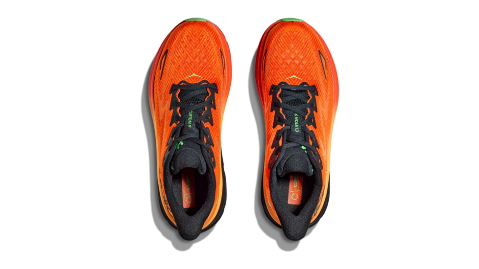 Hoka Clifton 9 Running Shoes - Mens - 11-16 US, Flame/Vibrant Orange, 15D, 1127895-FVOR-15D