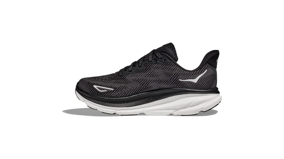 Hoka Clifton 9 Running Shoes, Wide - Mens, Black/White, 7.5EE, 1132210-BWHT-07.5EE