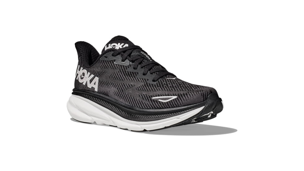 Hoka Clifton 9 Running Shoes, Wide - Mens, Black/White, 7.5EE, 1132210-BWHT-07.5EE