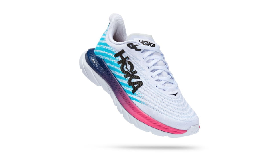 Hoka Mach 5 Road Running - Womens, White / Scuba Blue, 08.5B, 1127894-WSBB-08.5B