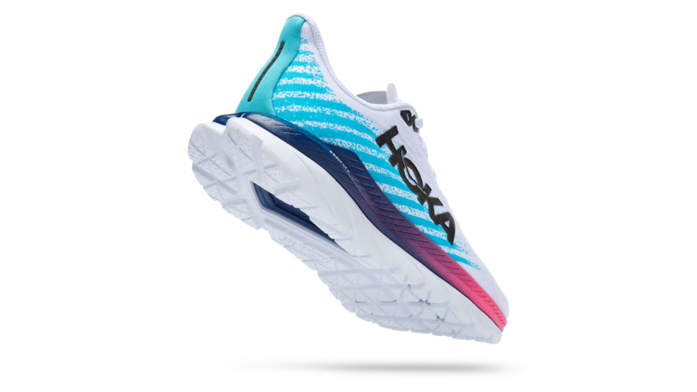 Hoka Mach 5 Road Running - Womens, White / Scuba Blue, 08.5B, 1127894-WSBB-08.5B