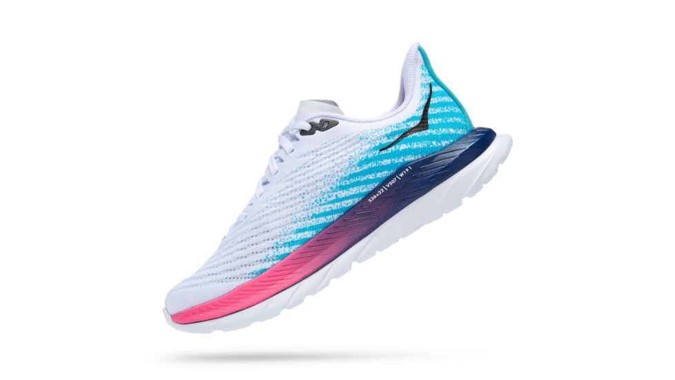 Hoka Mach 5 Road Running - Womens, White / Scuba Blue, 08.5B, 1127894-WSBB-08.5B