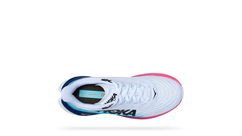 Hoka Mach 5 Road Running - Womens, White / Scuba Blue, 08.5B, 1127894-WSBB-08.5B