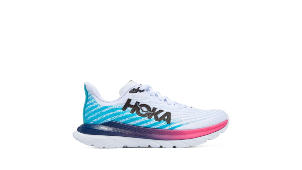 Hoka Mach 5 Road Running - Womens, White / Scuba Blue, 08.5B, 1127894-WSBB-08.5B