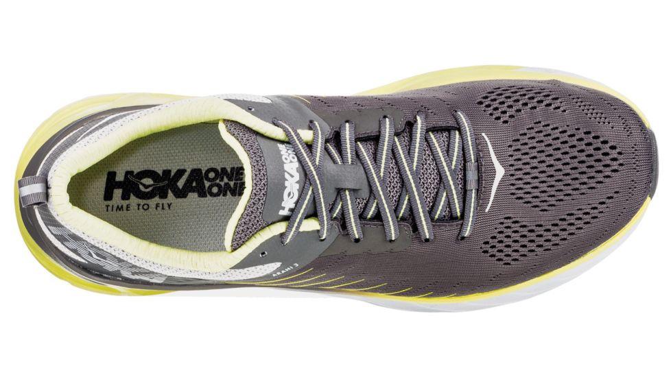 Hoka Arahi 3 Running Shoes - Mens, Charcoal Gray / Lime Sherbet, Medium, 7, 1104097-CGLSH-07
