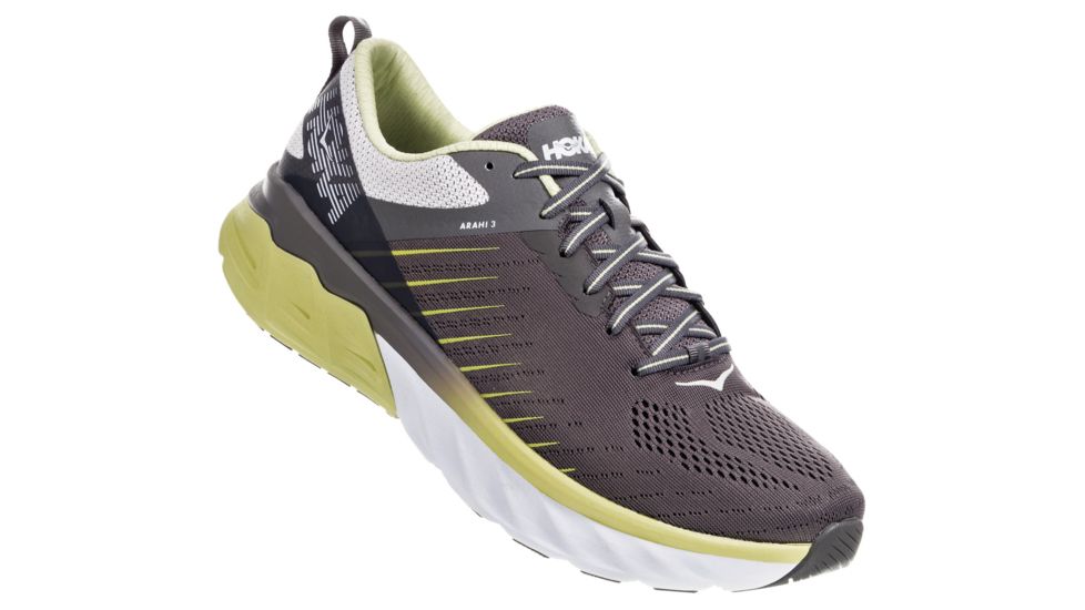 Hoka Arahi 3 Running Shoes - Mens, Charcoal Gray / Lime Sherbet, Medium, 7, 1104097-CGLSH-07
