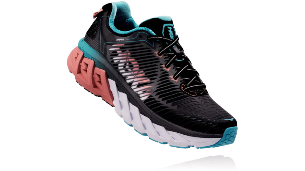 Hoka Arahi Road Running Shoe - Women's-Black/Peach Amber-Medium-11