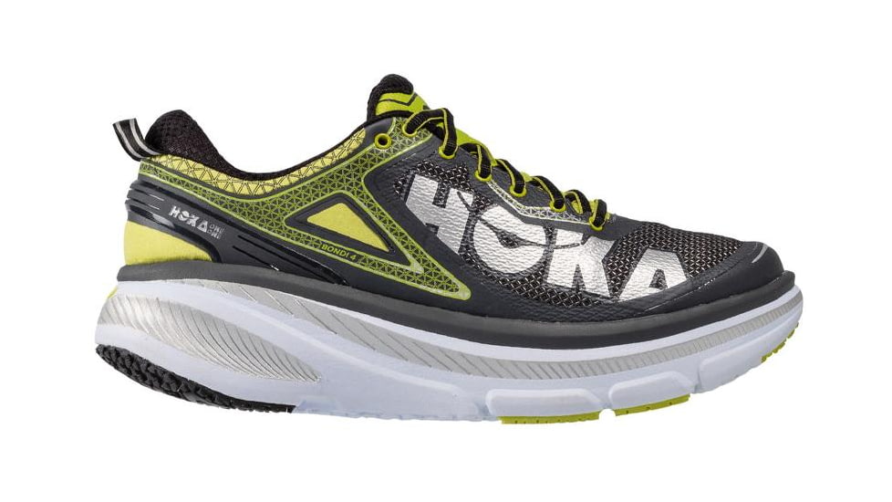 Hoka Bondi 4 Road Running Shoe - Men's-Grey/Acid-Medium-12