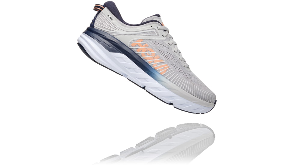Hoka Bondi 7 Road Running Shoes - Womens, Lunar Rock / Black Iris, 9 US, Wide, 1110531-LRBI-09D