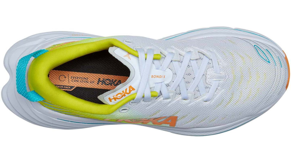 Hoka Bondi X Road Running Shoes - Womens, White/Evening Primrose, 9.5, B, 1113513-WEPR-09.5B