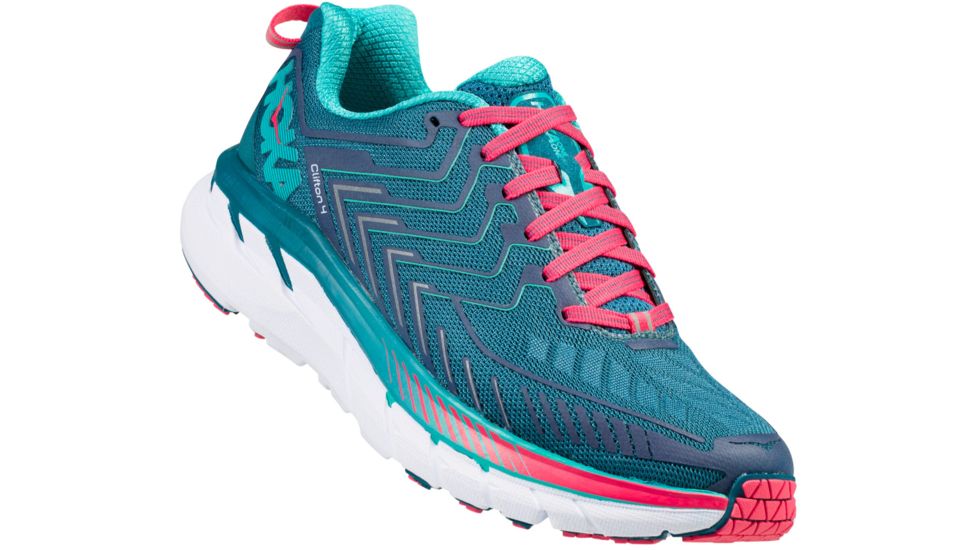 Hoka Clifton 4 Road Running Shoe - Women's-Blue Coral/Ceramic-Medium-5
