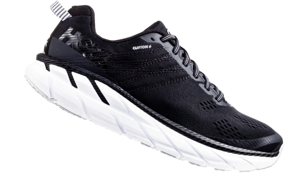 Hoka Clifton 6 Road Running Shoes - Mens, Black/White, 10EE, 1102876-BWHT-10EE