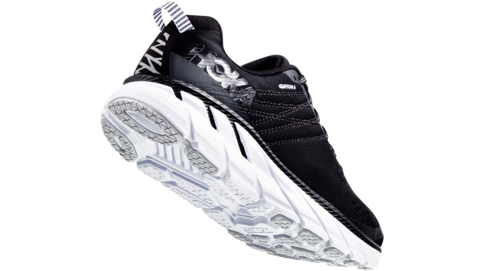 Hoka Clifton 6 Road Running Shoes - Mens, Black/White, 10EE, 1102876-BWHT-10EE