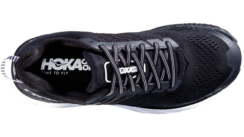 Hoka Clifton 6 Road Running Shoes - Mens, Black/White, 10EE, 1102876-BWHT-10EE