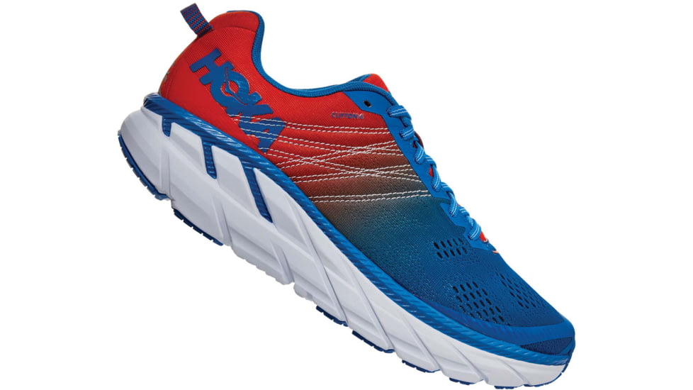 Hoka Clifton 6 Road Running Shoes - Mens, Mandarin Red/Imperial Blue, 9, 1102872-MRIB-9
