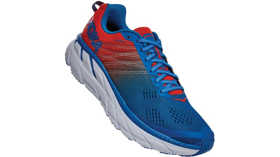 Hoka Clifton 6 Road Running Shoes - Men's, Mandarin Red/Imperial Blue, 9.5, 1102872-MRIB-9.5