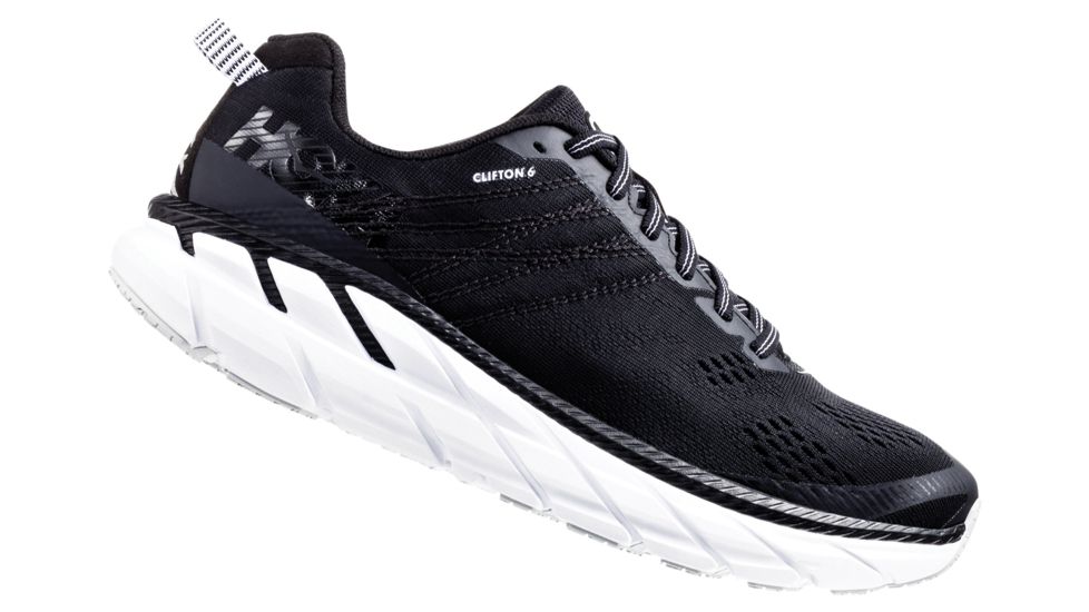 Hoka Clifton 6 Running Shoes - Mens, Black / White, Medium, 7, 1102872-BWHT-07