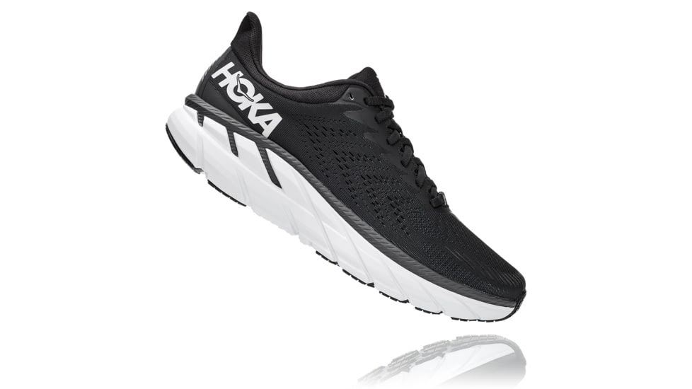 Hoka Clifton 7 Road Running Shoes - Mens, Black/White, 9.5 US, Medium, 1110508-BWHT-09.5