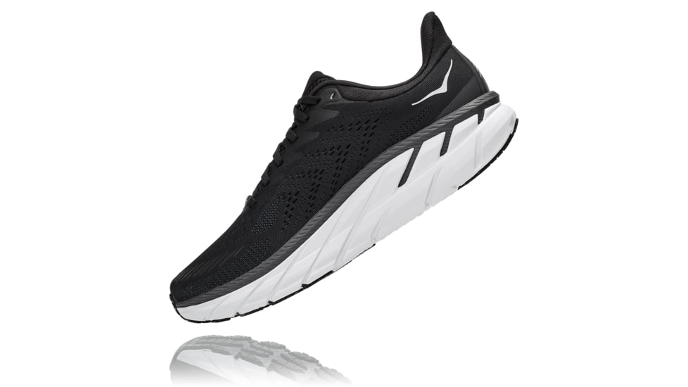 Hoka Clifton 7 Road Running Shoes - Mens, Black/White, 9.5 US, Medium, 1110508-BWHT-09.5
