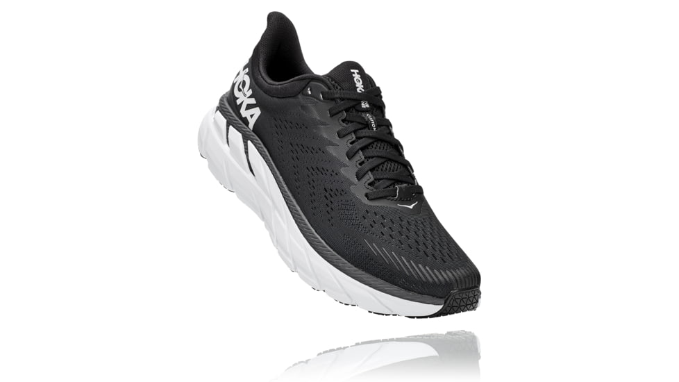 Hoka Clifton 7 Road Running Shoes - Mens, Black/White, 9.5 US, Medium, 1110508-BWHT-09.5