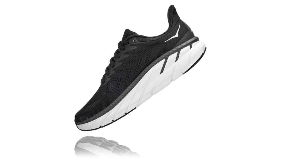 Hoka Clifton 7 Road Running Shoes - Womens, Black/White, 10 US, Wide, 1110535-BWHT-10D