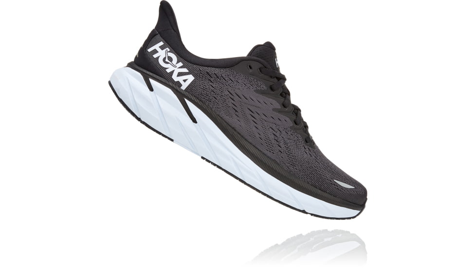 Hoka Clifton 8 Road Running Shoes - Mens, Black / White, 10D, 1119393-BWHT-10D