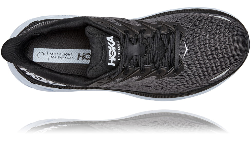 Hoka Clifton 8 Road Running Shoes - Mens, Black / White, 10D, 1119393-BWHT-10D