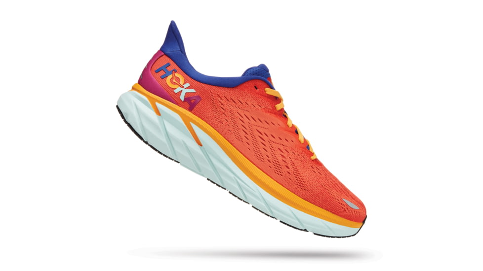 Hoka Clifton 8 Road Running Shoes - Mens, Fiesta / Bluing, 14D, 1119393-FBLN-14D