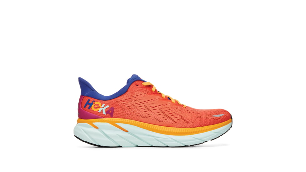 Hoka Clifton 8 Road Running Shoes - Mens, Fiesta / Bluing, 14D, 1119393-FBLN-14D