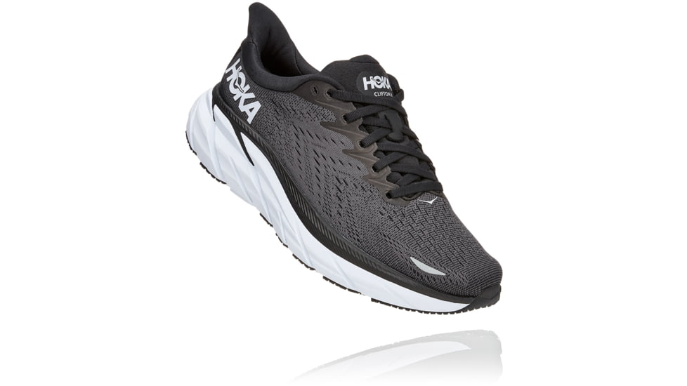 Hoka Clifton 8 Road Running Shoes - Womens, Black / White, 12B, 1119394-BWHT-12B