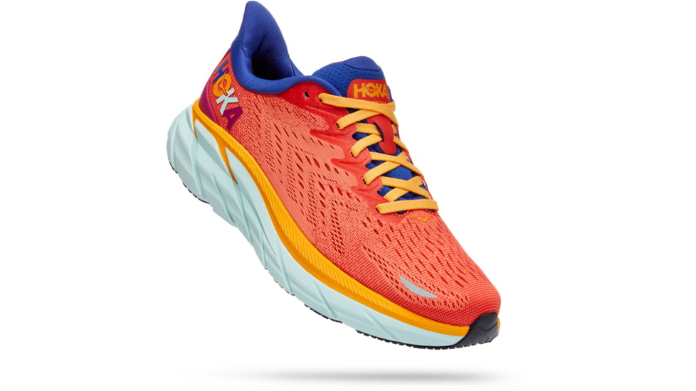 Hoka Clifton 8 Road Running Shoes - Women's, 8 US, Fiesta/Bluing, 1119394-FBLN-08B