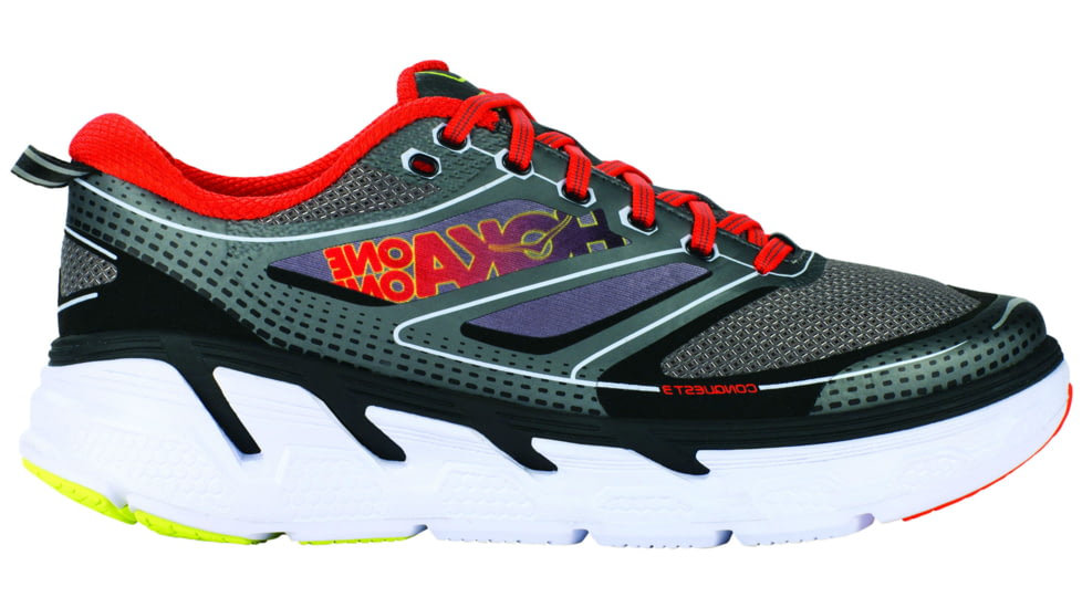 Hoka Conquest 3 Road Running Shoe - Men's-Grey/Orange-Medium-11.5