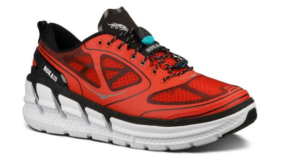 Hoka Conquest Road Running Shoe - Men's-Fiery Red/Black-Medium-7.5 US