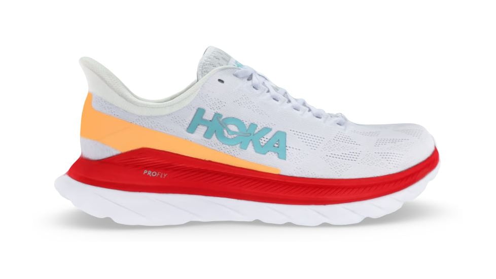 Hoka Mach 4 Shoes - Mens, White/Fiesta, 10D, 1113528-WFS-10D