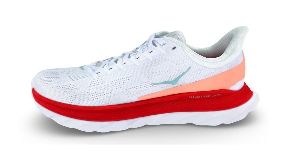 Hoka Mach 4 Shoes - Womens, White/Fiesta, 10B, 1113529-WFS-10B