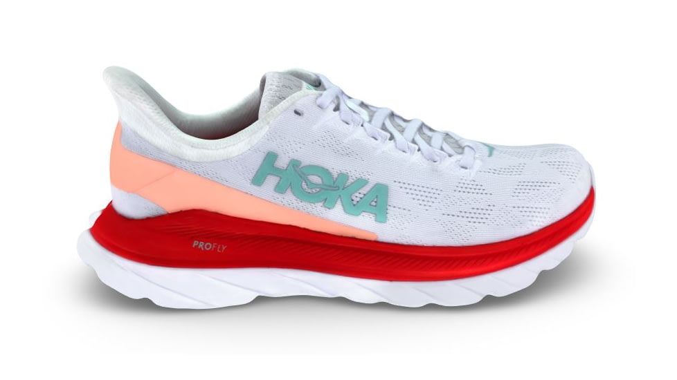 Hoka Mach 4 Shoes - Womens, White/Fiesta, 10B, 1113529-WFS-10B