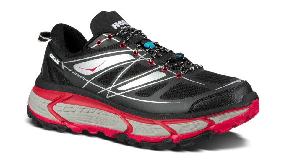 Hoka Mafate Speed Trail Running Shoe - Men's-Black/True Red-Medium-13 US